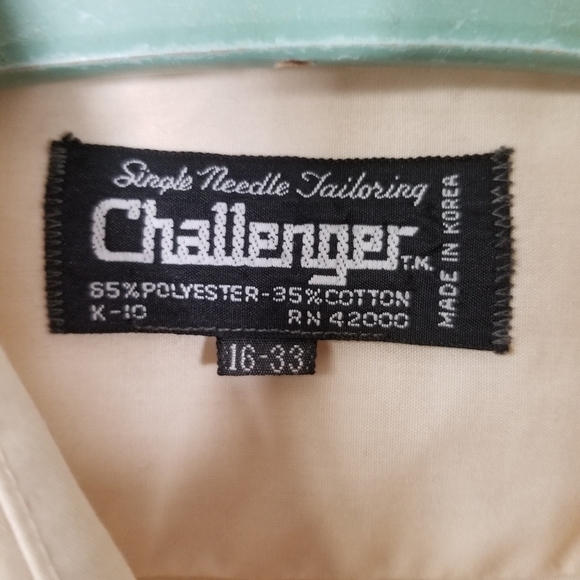 Vintage Beige Tan Work Shirt, Button Up Dress Shirt, thin Men 16-33 - Picture 6 of 7